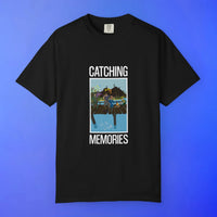 Catching Memories RuneScape t-shirt front print, nostalgic OSRS fishing graphic tee from CustomScapeArt