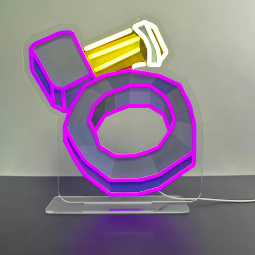 A vivid displaying the runescape berseker ring led neon sign, perfect for any gamer's space.