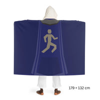 Rear view of an Agility skillcape design on a hooded sherpa fleece blanket, inspired by Old School RuneScape, a cozy OSRS merch blanket and a fun gift for players