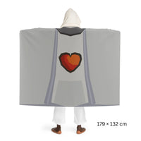 Back view of a Hitpoints skillcape hooded sherpa fleece blanket, inspired by Old School RuneScape, a cozy OSRS merch blanket and a thoughtful gift for gamers
