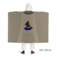 Back view of a Magic skillcape hooded sherpa fleece blanket, inspired by Old School RuneScape, a cozy OSRS merch blanket and a perfect gift for gamers