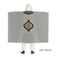 Back view of a Runecrafting skillcape hooded sherpa fleece blanket, inspired by Old School RuneScape, a soft OSRS merch blanket and a unique gift for gamers
