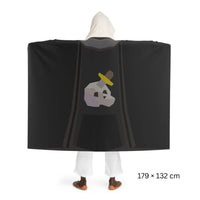 Back view of a Slayer skillcape hooded sherpa fleece blanket, inspired by Old School RuneScape, a cozy OSRS merch blanket and a perfect gift for gamers