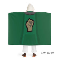 Oversized hooded sherpa fleece blanket inspired by the Thieving skillcape, comfortable Old School RuneScape OSRS merch blanket and a great gift idea for fans