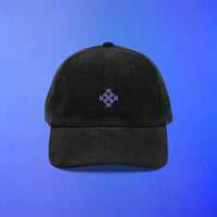 Black corduroy cap with Zaros symbol OSRS embroidery on the front, Old School RuneScape merch cap and a sleek gift for gamers