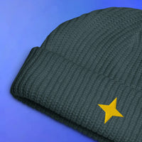 Saradomin embroidered beanie shown flat with OSRS inspired design, Old School RuneScape merch beanie and a clean gift