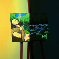 RuneScape Forest Cutter glow-in-the-dark canvas print day and night – OSRS woodcutting bot wall art
