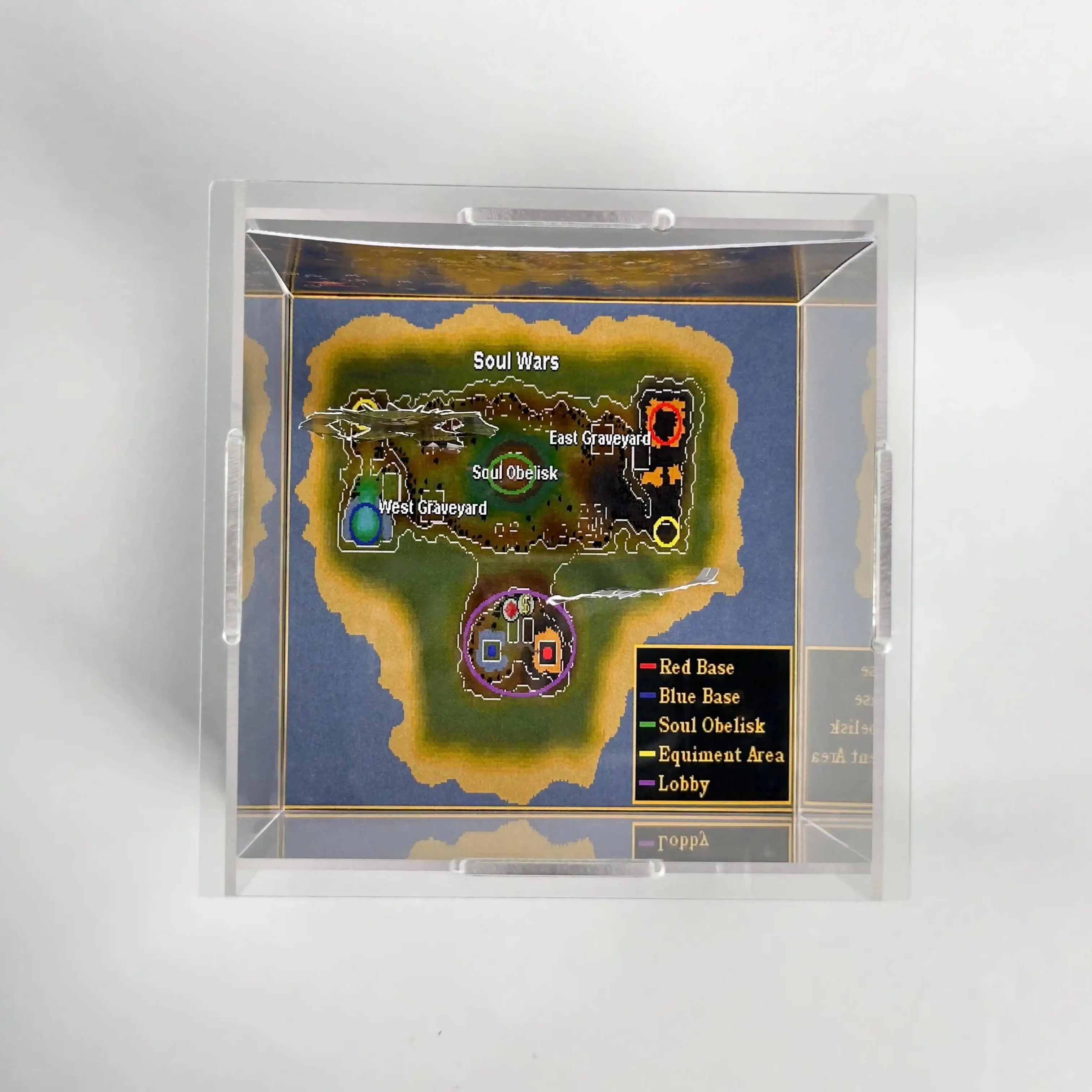 Top-down view of the Soul Wars diorama, revealing the layout of the battleground and the intricate details of the characters and environment.