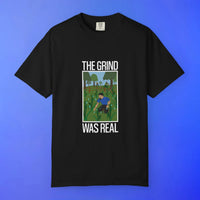 The Grind Was Real RuneScape t-shirt front print, nostalgic OSRS graphic tee from CustomScapeArt