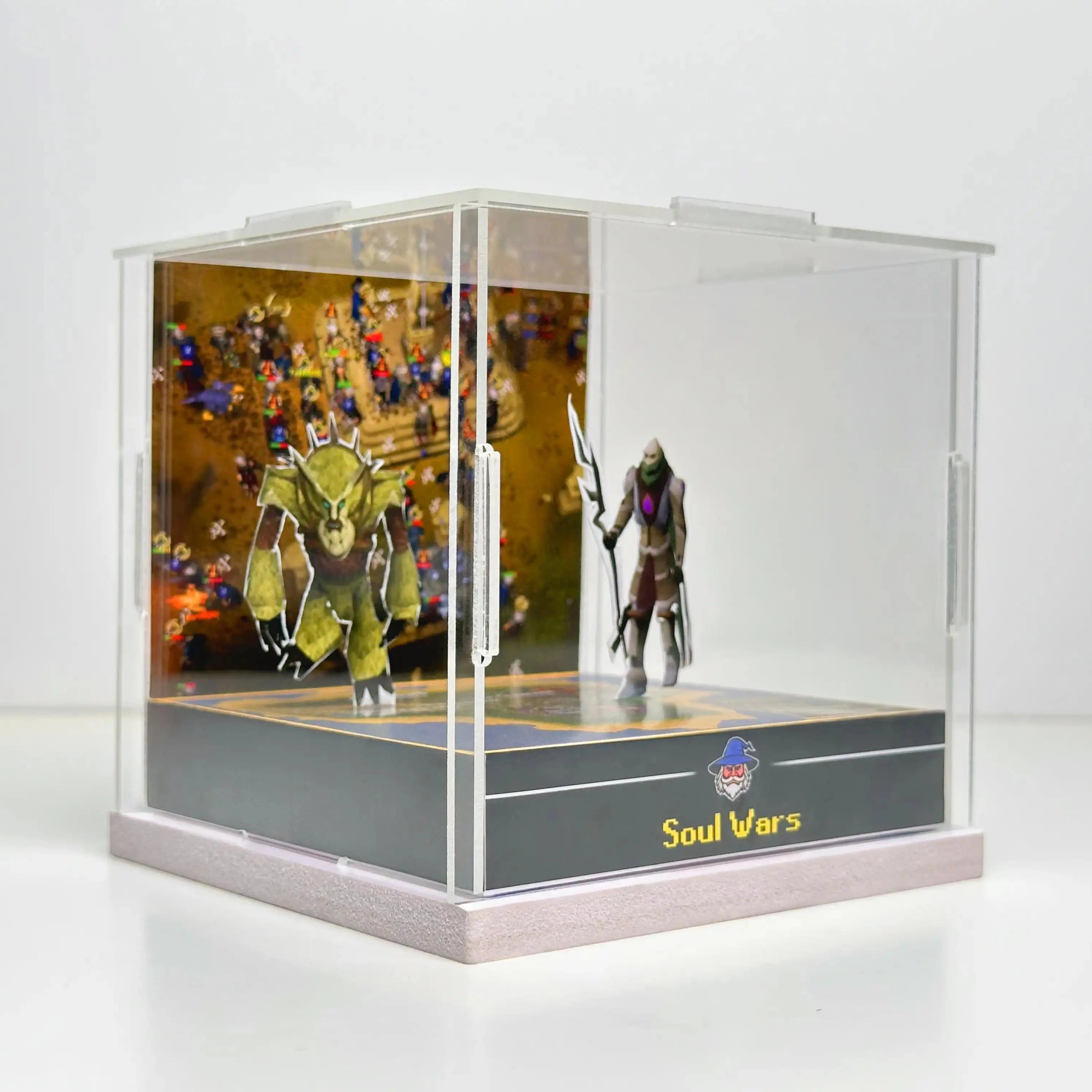 Left side angle of the Soul Wars diorama, showcasing detailed character models and the textured environment of the mini-game.