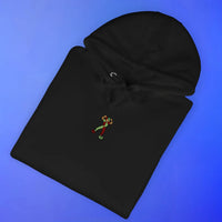 Folded jester emote embroidered hoodie with OSRS inspired detail, Old School RuneScape merch hoodie and a playful gift