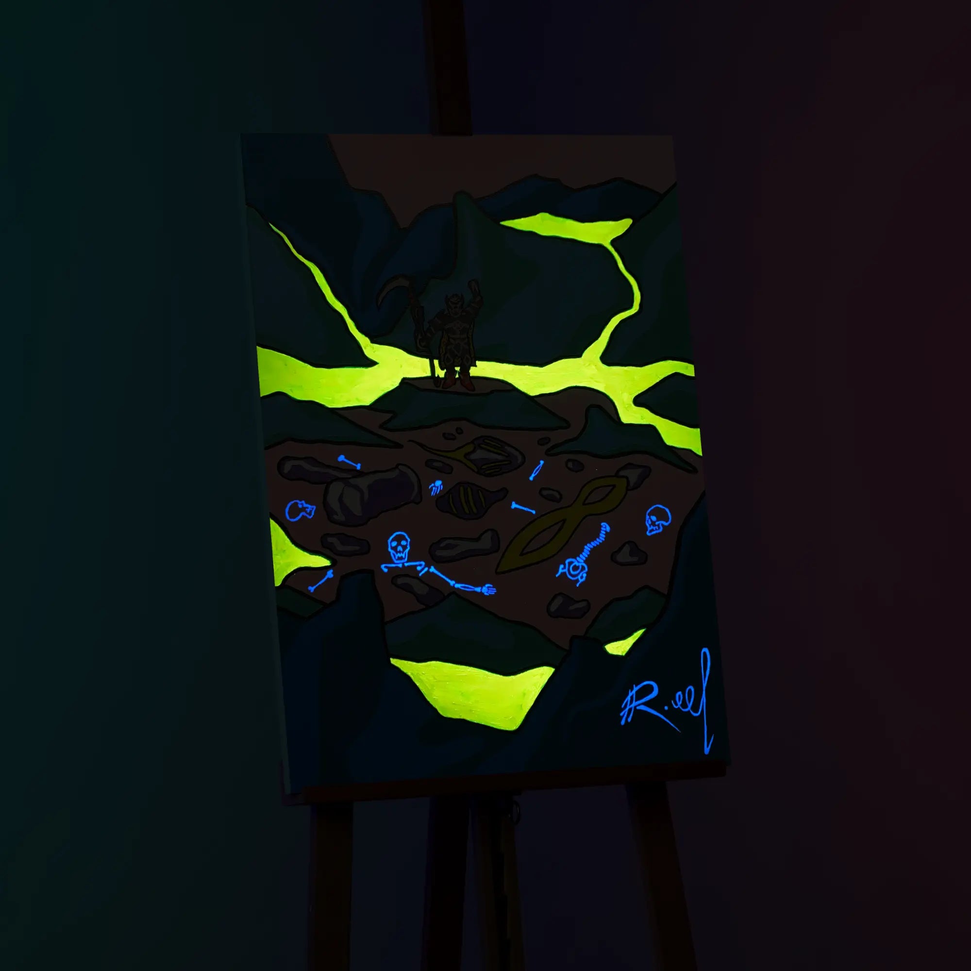 Explore the mysterious allure of OSRS RuneScape with this glow-in-the-dark print on canvas. Admire the mesmerizing night effect on this 50x70 cm canvas.