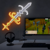 RuneScape Sgs Godsword LED neon sign next to gaming PC – OSRS setup wall decor