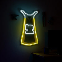 RuneScape Smithing Skillcape LED neon sign next to gaming PC – OSRS setup wall decor