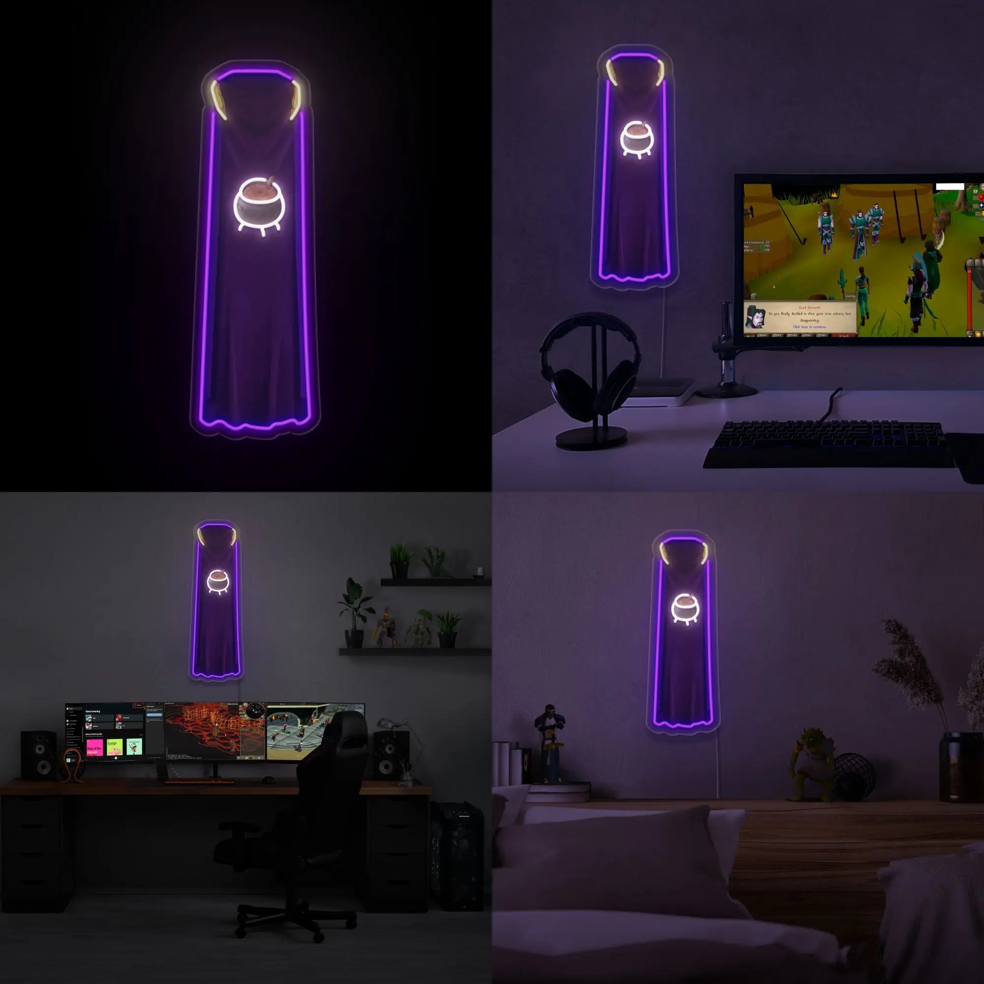 A collage featuring the RS3 Cooking Cape LED neon sign (type 