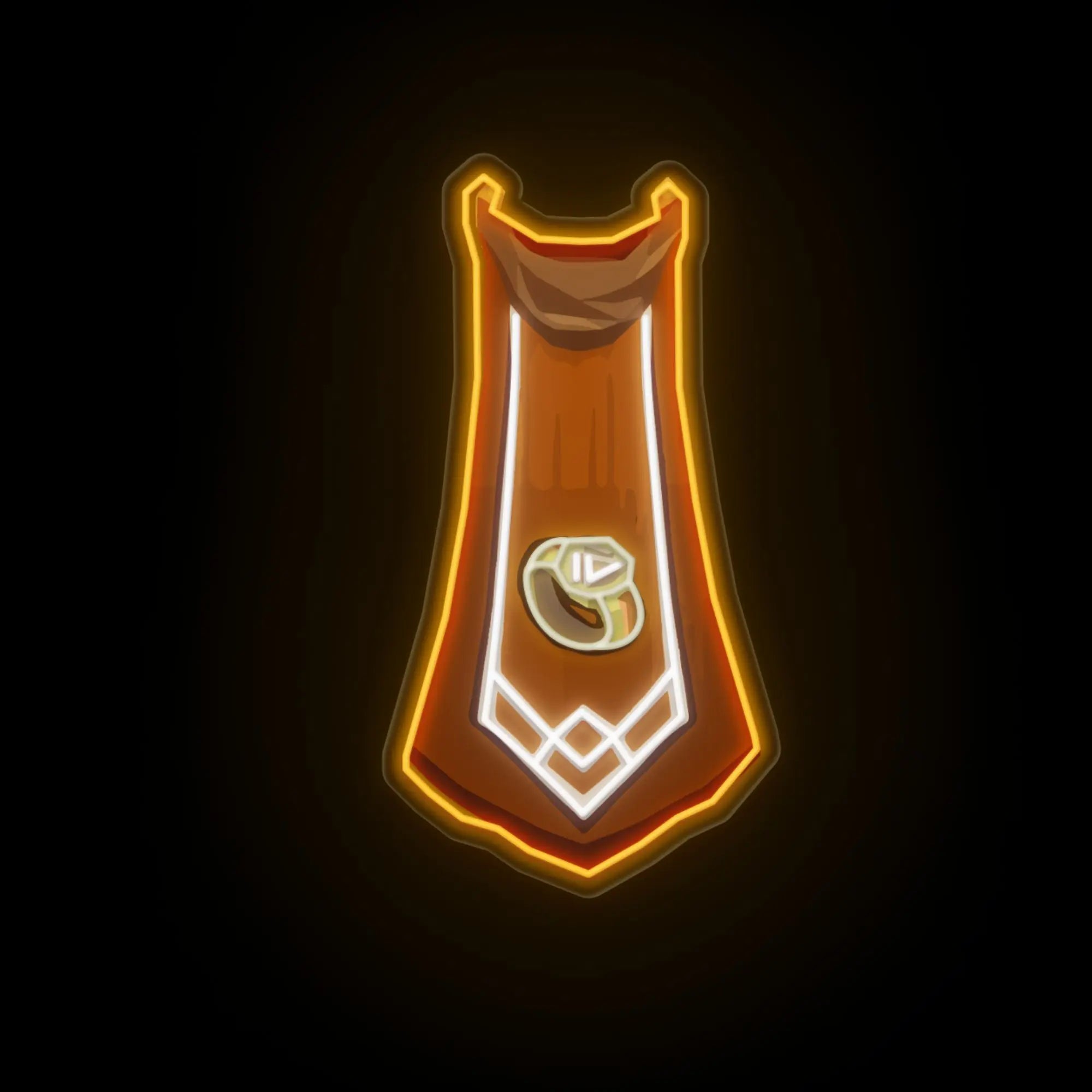 The RS3 Dungeoneering Cape LED neon sign (master cape) displayed on its own. Illuminate your gaming space with this LED neon sign, featuring the Dungeoneering cape from RS3, perfect for RuneScape fans seeking unique decor pieces that reflect their passion for the game.