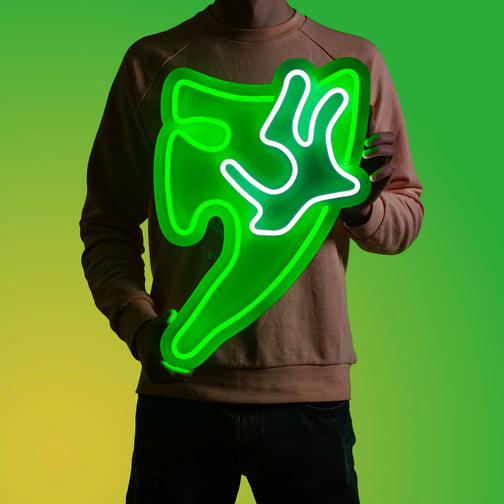 An individual holds the Runescape Divine Spirit Shield LED neon sign high, embodying the divine protection offered by the shield in the game. This LED neon sign radiates a sense of security and power, reflecting the strength of RuneScape players.