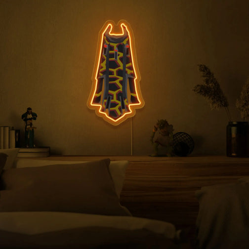 Mount the Runescape Infernal Max Cape LED neon sign above your bed to inspire dreams of mastering challenges in Old School RuneScape. The iconic Infernal Max Cape represents achievement and excellence. A perfect gift for RS enthusiasts.