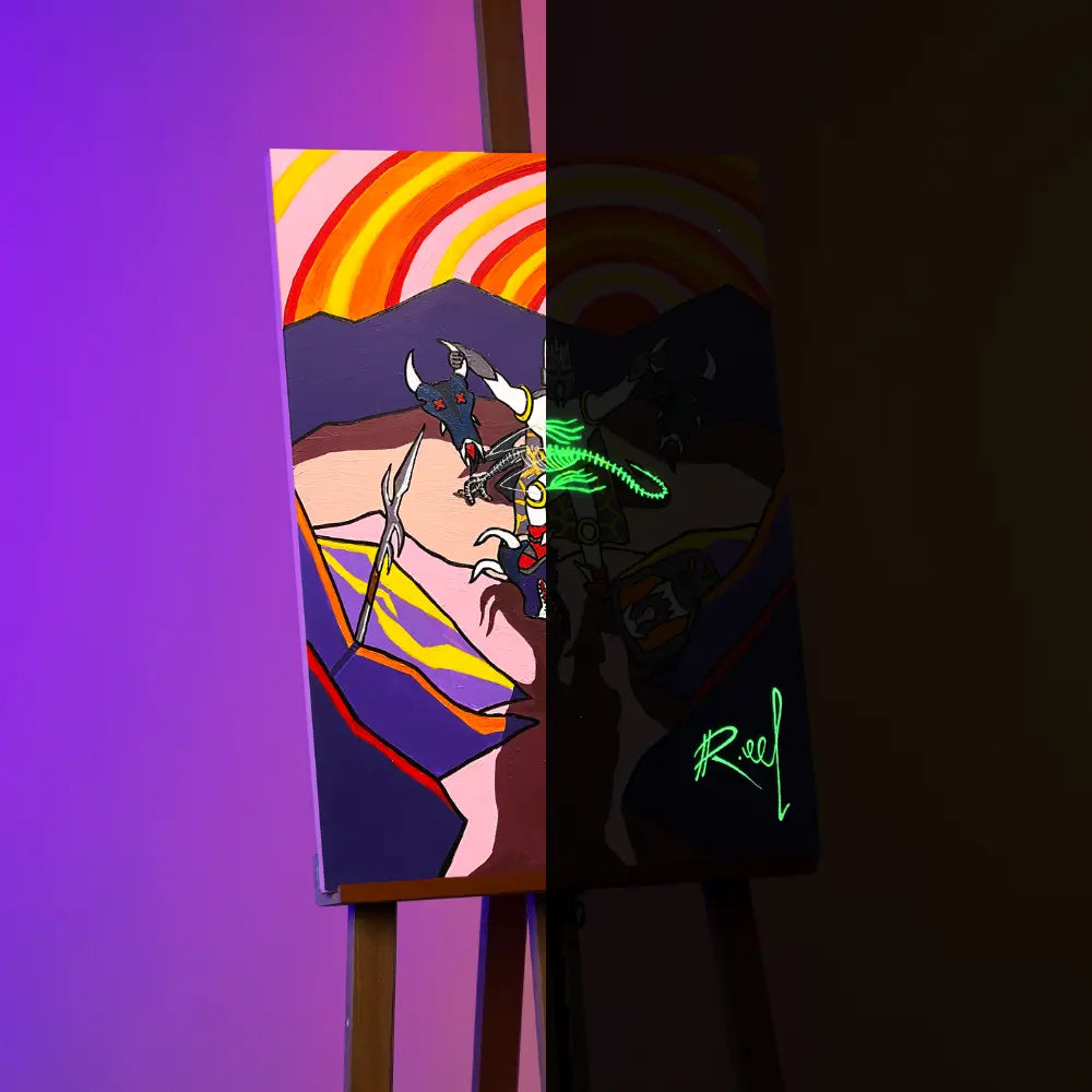 RuneScape KBD Hunter glow-in-the-dark canvas print and painting – OSRS King Black Dragon wall art day and night
