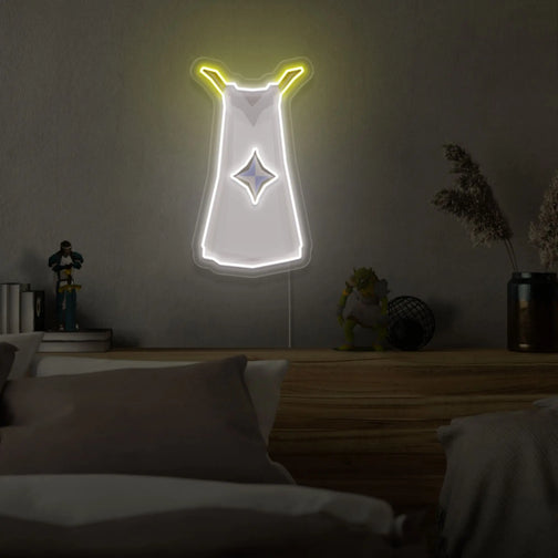 Mount the Runescape Prayer Skillcape LED neon sign above your bed to inspire dreams of spiritual enlightenment in Old School RuneScape. The iconic Prayer Skillcape represents devotion and inner strength. A perfect addition to any bedroom, this LED neon sign infuses the space with solemnity and faith.