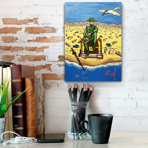 Illuminate your desk with the Runescape Fisherman Print on Canvas Fan Art Glow in the Dark, casting a captivating day effect above your workspace. Perfect for Runescape enthusiasts seeking unique decor, this artwork adds a touch of nostalgia to your gaming area.