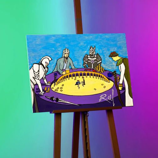 Immerse yourself in the vibrant day effect of Sand Casino with this original 50x70 cm canvas painting on easel.