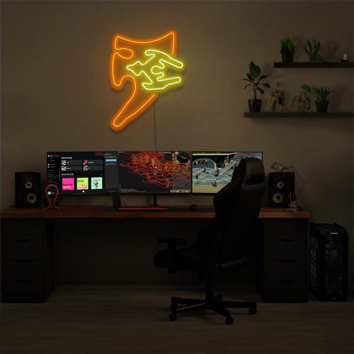 Illuminate your gaming setup with the OSRS Arcane Spirit Shield LED neon sign mounted above a gaming PC. This LED neon sign, featuring the iconic arcane spirit shield from Old School RuneScape, adds an element of ancient wonder and enchantment to your gaming environment.