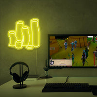 RuneScape Coins LED neon sign next to gaming PC – OSRS setup wall decor