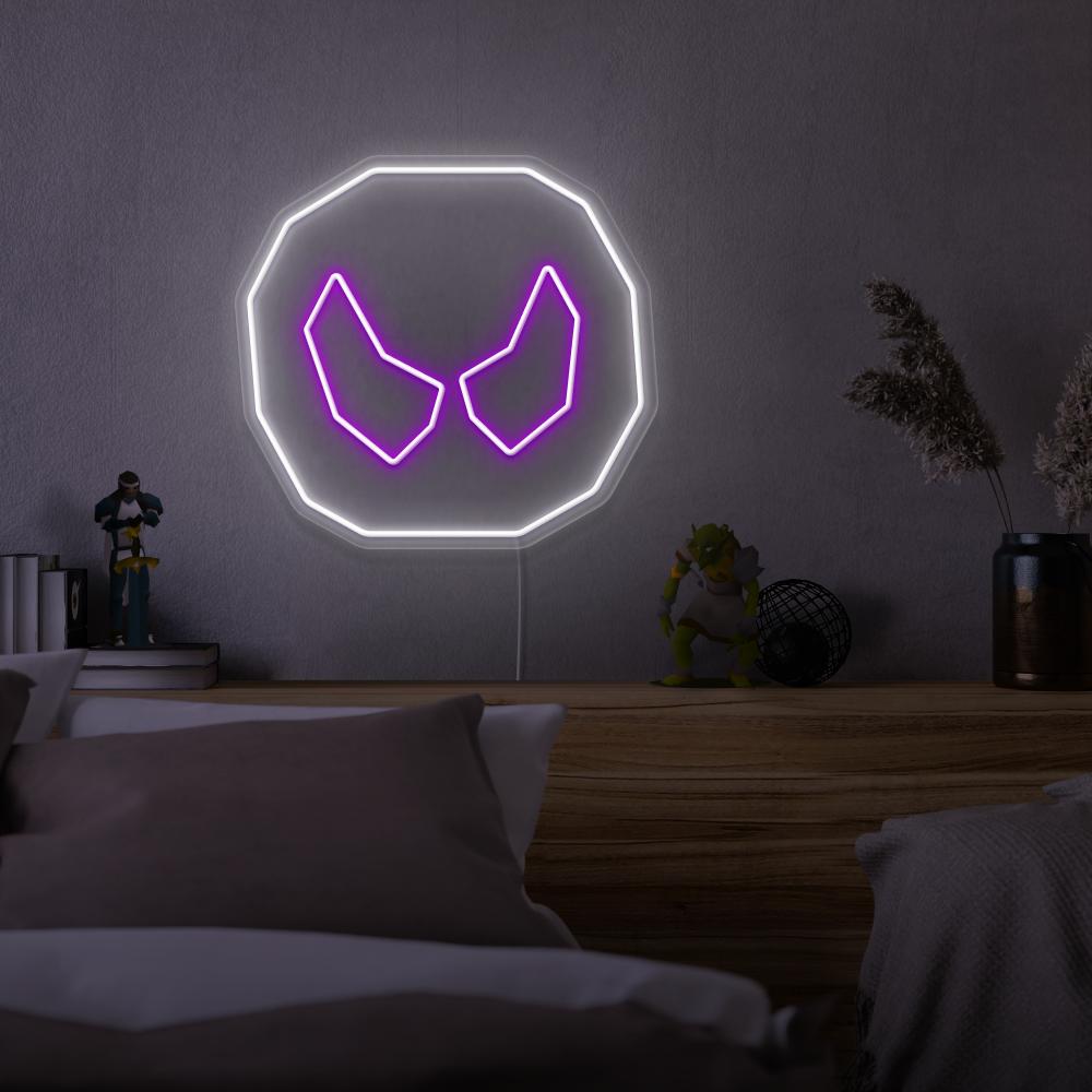 Mount the OSRS Soul Rune LED neon sign above your bed to inspire dreams of harnessing the mystical power of souls in Old School RuneScape. The Soul Rune represents the essence and magic of souls. A perfect addition to any bedroom, this LED neon sign infuses the space with a sense of mystery and enchantment.