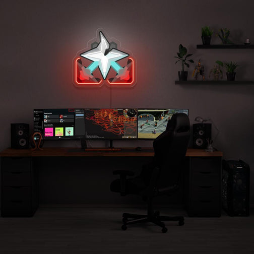 Illuminate your gaming setup with the OSRS Soulsplit LED neon sign mounted above a gaming PC. The Soulsplit prayer represents the divine protection and healing energy of the ancient prayers in Old School RuneScape. A perfect addition to the room, this LED neon sign enhances the ambiance for OSRS enthusiasts. 