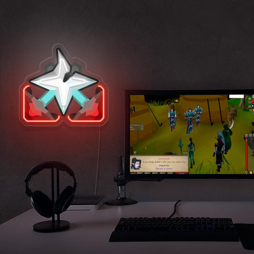 The OSRS Soulsplit LED neon sign proudly sits next to a gaming PC, symbolizing the divine protection and healing energy of the Soulsplit prayer in Old School RuneScape. An emblem of divine grace and rejuvenation, this LED neon sign adds a touch of spiritual tranquility to any gaming space.