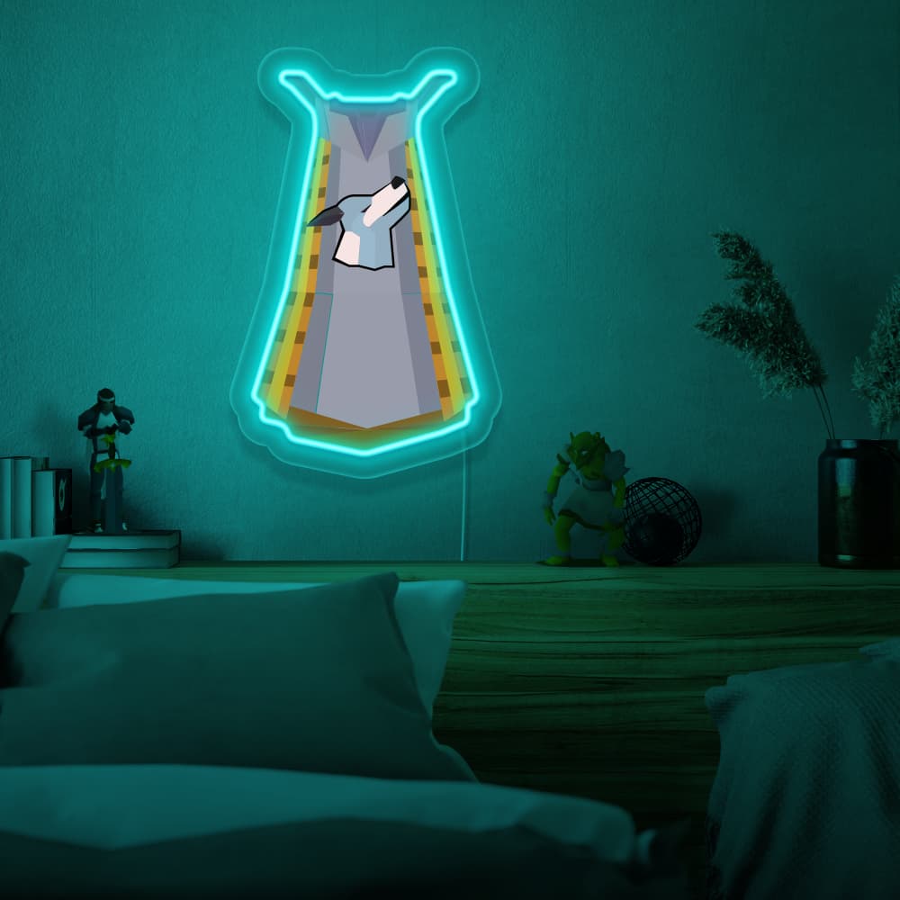 Mount the OSRS Summoning Skillcape LED neon sign above your bed to inspire dreams of summoning powerful creatures and allies in Old School RuneScape. The Summoning skillcape represents the magical connection to otherworldly beings. A perfect addition to any bedroom, this LED neon sign infuses the space with a sense of enchantment and wonder.