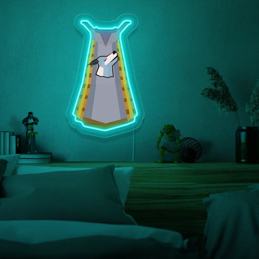 Mount the OSRS Summoning Skillcape LED neon sign above your bed to inspire dreams of summoning powerful creatures and allies in Old School RuneScape. The Summoning skillcape represents the magical connection to otherworldly beings. A perfect addition to any bedroom, this LED neon sign infuses the space with a sense of enchantment and wonder.