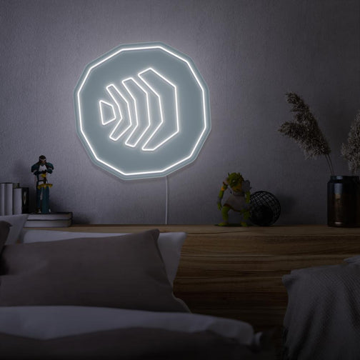 Add a touch of magic to your bedroom with the RUNESCAPE Air Rune LED neon sign mounted above a sleeping bed. This LED neon sign, featuring the iconic air rune symbol from RuneScape, creates a calming and enchanting atmosphere for rest and relaxation.