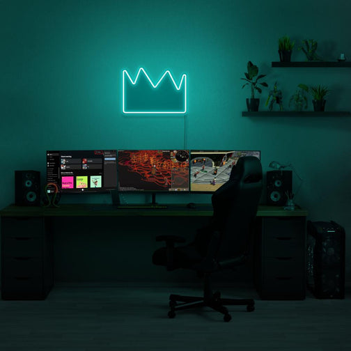 Illuminate your gaming setup with the Runescape Partyhat LED neon sign mounted above a gaming PC. The iconic Partyhat symbolizes wealth and prosperity in Old School RuneScape. A perfect addition to the room, this LED neon sign enhances the ambiance for RS enthusiasts. 