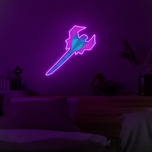 Mount the Runescape Toxic Blowpipe LED neon sign above your bed to inspire dreams of deadly precision and venomous attacks in RuneScape. The Toxic Blowpipe represents the lethal ranged combat capabilities of adventurers. A perfect addition to any bedroom, this LED neon sign infuses the space with a sense of excitement and danger. 
