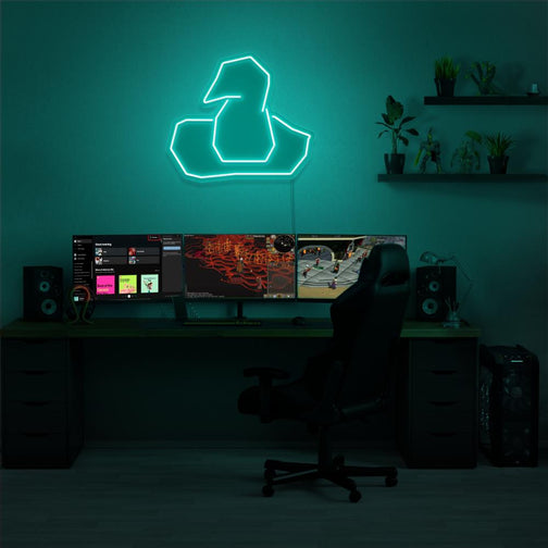 Illuminate your gaming setup with the Runescape Wizard Hat LED neon sign mounted above a gaming PC. The Wizard Hat represents the arcane knowledge and magic of wizards in RuneScape. A perfect addition to the room, this LED neon sign enhances the ambiance for RuneScape enthusiasts.
